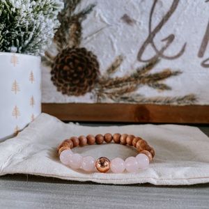 Rose Quartz + Rosewood Gemstone Bracelet
